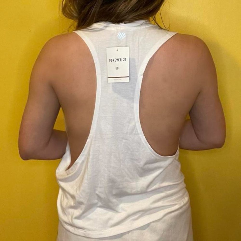White Racerback Active Tank Top - Picture 2 of 3